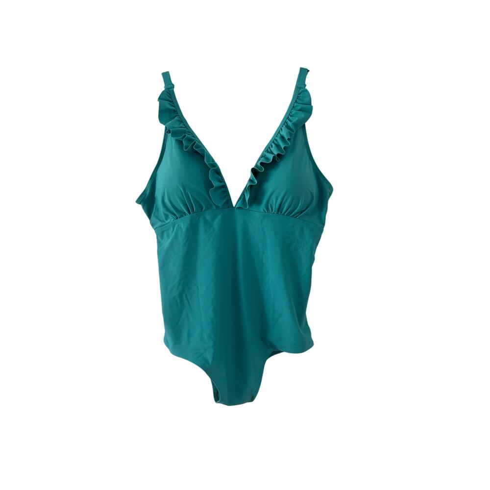 Serra Turquoise One Piece Swimsuit Size XXL Ruffle Lined Bra Cups NWT